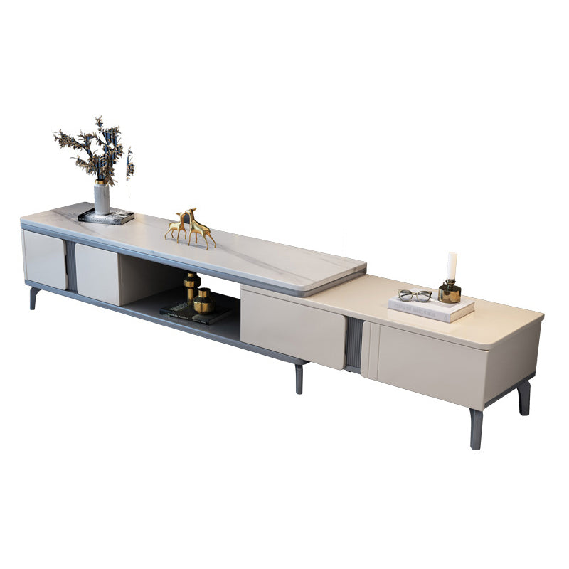 Modern Stone TV Media Stand Open Shelving TV Stand Console with Drawers