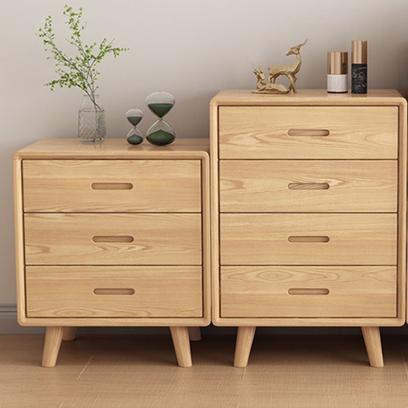 Contemporary Solid Wood Storage Chest Bedroom Vertical Chest with Drawers