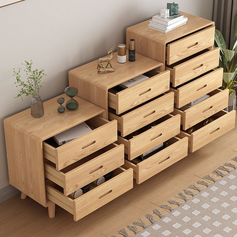Contemporary Solid Wood Storage Chest Bedroom Vertical Chest with Drawers