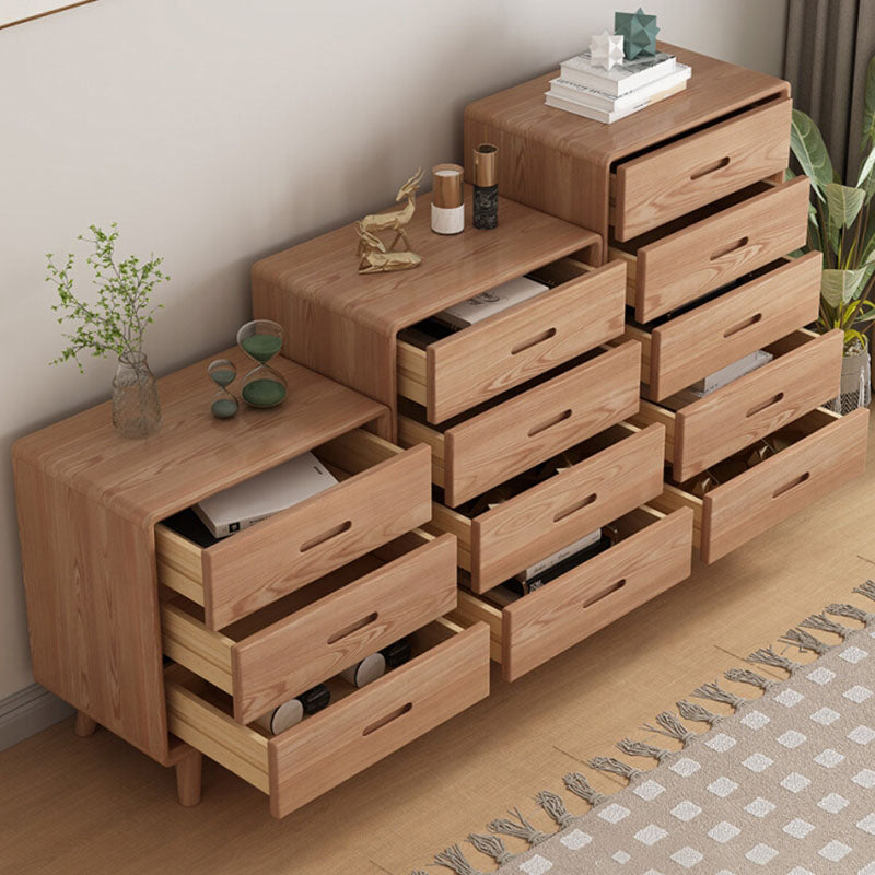Contemporary Solid Wood Storage Chest Bedroom Vertical Chest with Drawers