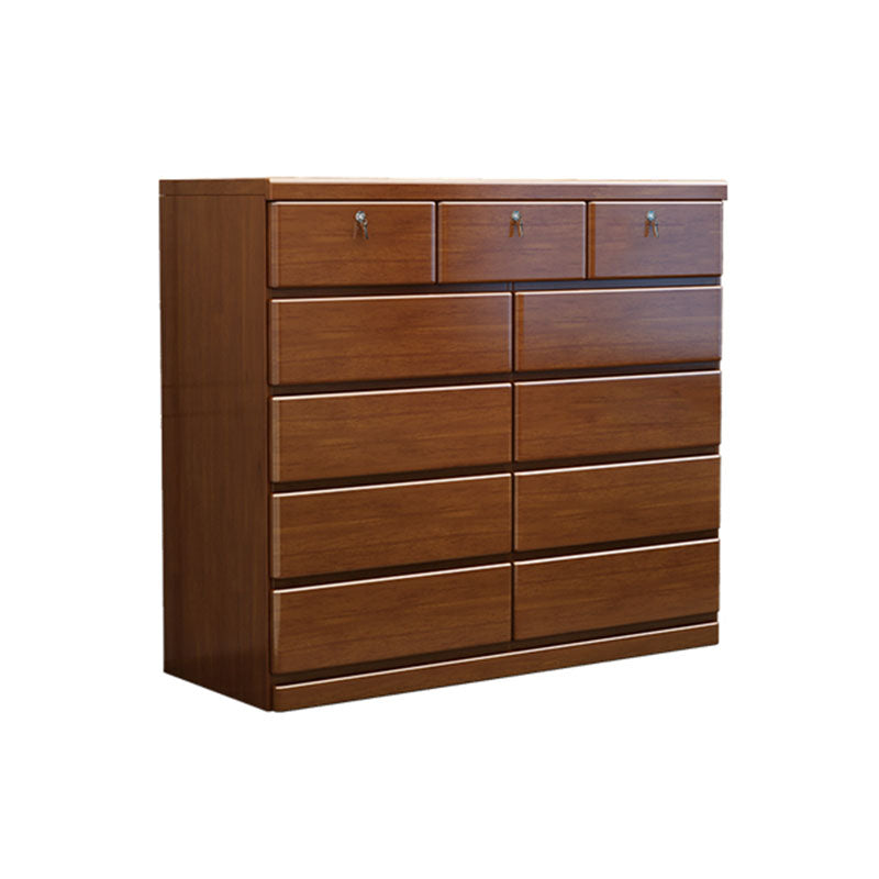 Home Contemporary Storage Chest Rubber Wood Chest with Drawers