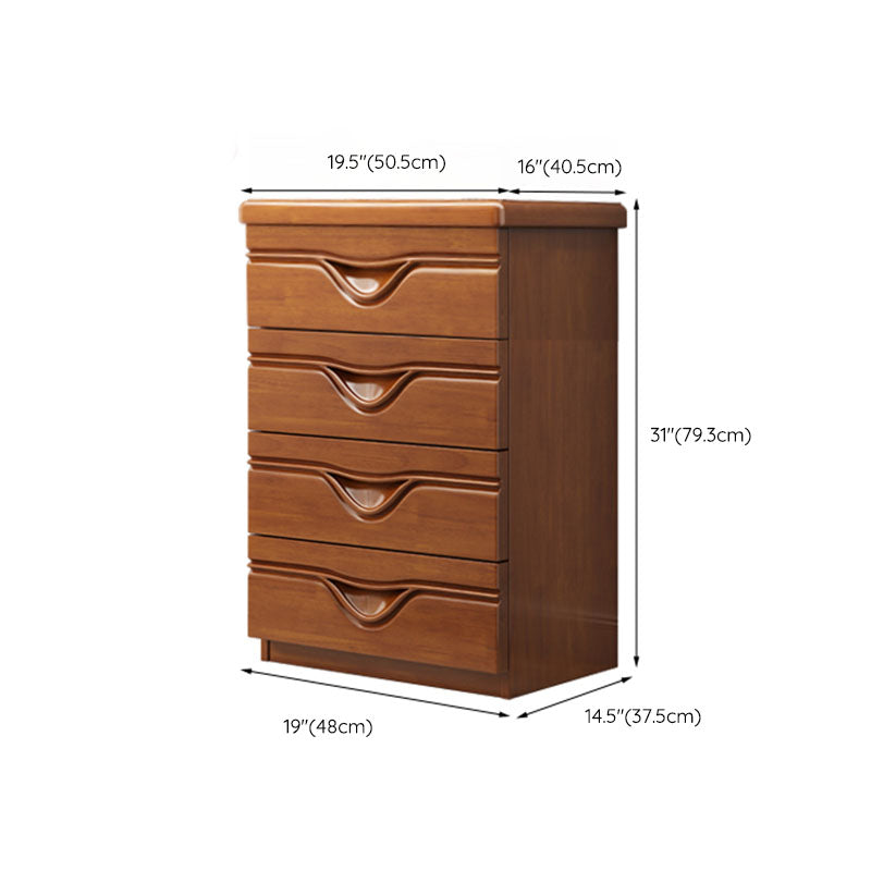 Home Contemporary Storage Chest Rubber Wood Chest with Drawers