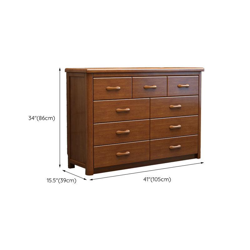 Home Contemporary Storage Chest Rubber Wood Chest with Drawers