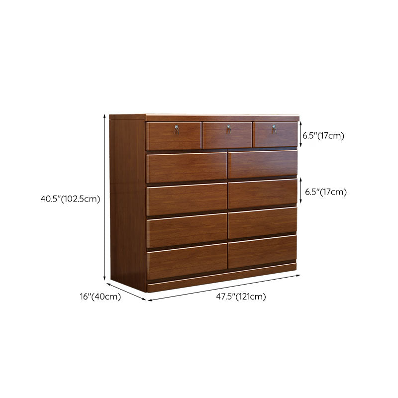 Home Contemporary Storage Chest Rubber Wood Chest with Drawers