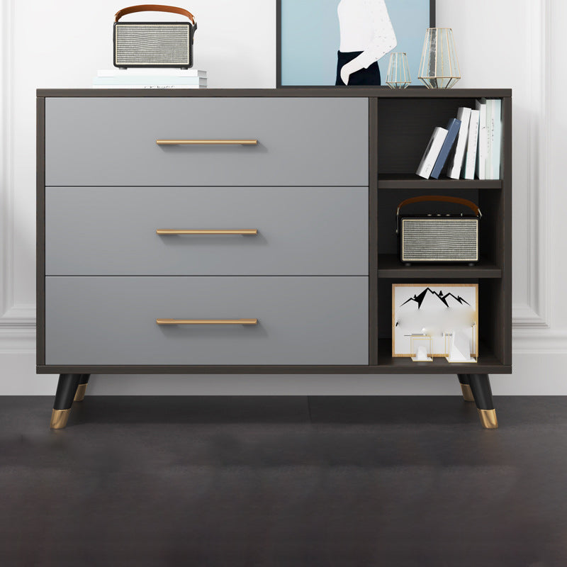 Classic Glam Wood Storage Chest Dresser Gray Bedroom Dresser