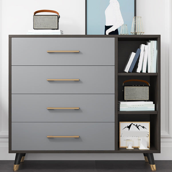 Classic Glam Wood Storage Chest Dresser Gray Bedroom Dresser