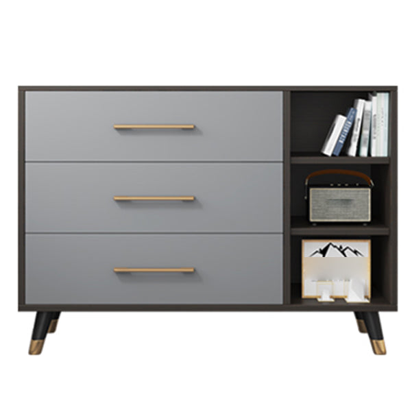 Classic Glam Wood Storage Chest Dresser Gray Bedroom Dresser