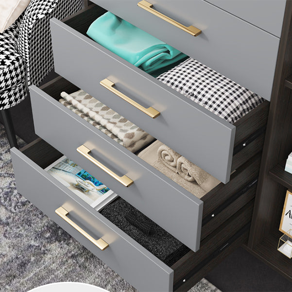 Classic Glam Wood Storage Chest Dresser Gray Bedroom Dresser