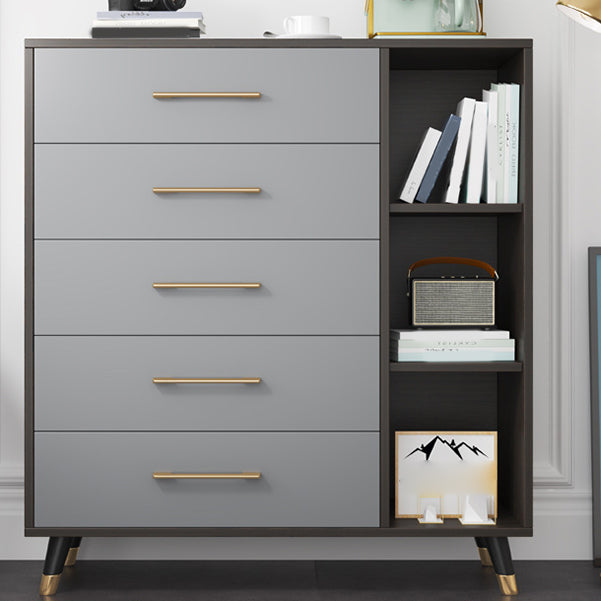 Classic Glam Wood Storage Chest Dresser Gray Bedroom Dresser