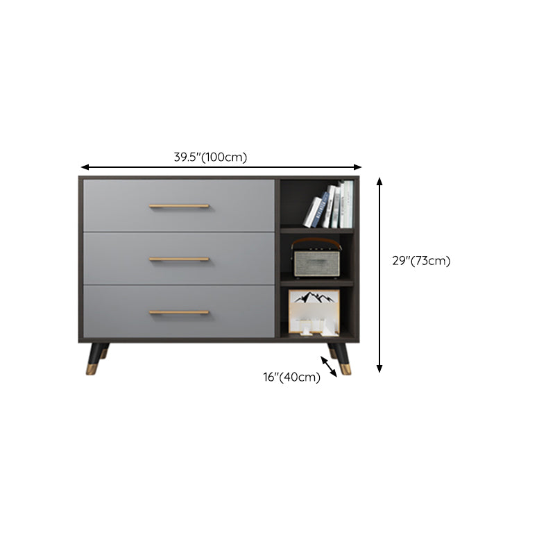 Classic Glam Wood Storage Chest Dresser Gray Bedroom Dresser