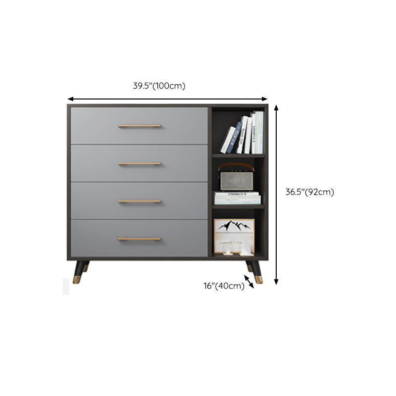 Classic Glam Wood Storage Chest Dresser Gray Bedroom Dresser