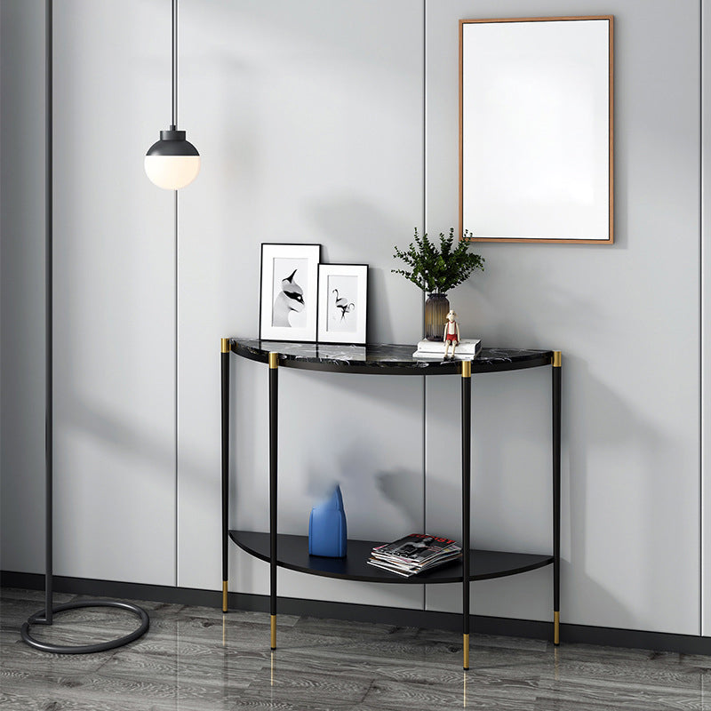 Contemporary Console Accent Table Antique Finish Half Moon Sofa Console Table
