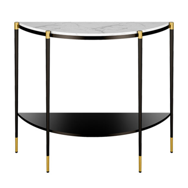Contemporary Console Accent Table Antique Finish Half Moon Sofa Console Table
