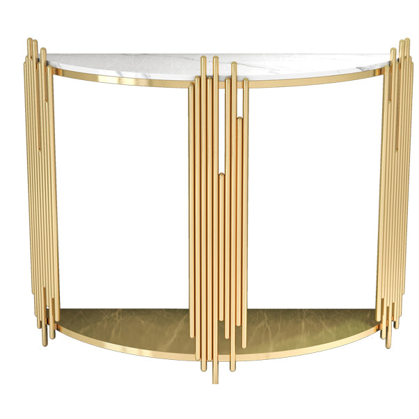 Glam Console Accent Table Antique Finish Sofa Console Table with 2 Shelves