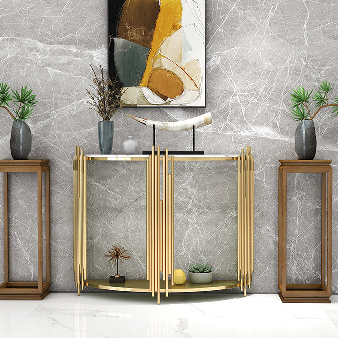 Glam Console Accent Table Antique Finish Sofa Console Table with 2 Shelves