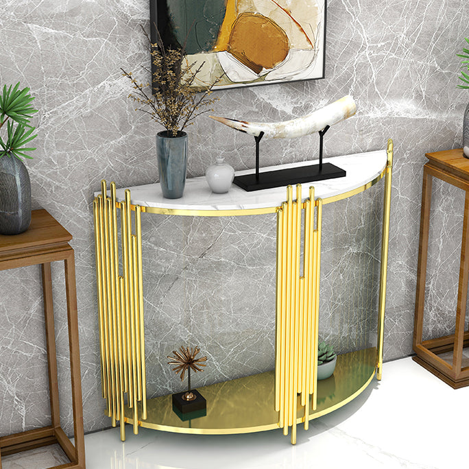 Glam Console Accent Table Antique Finish Sofa Console Table with 2 Shelves