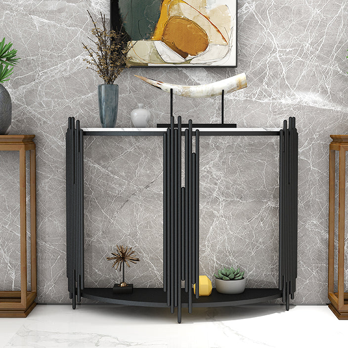 Glam Console Accent Table Antique Finish Sofa Console Table with 2 Shelves