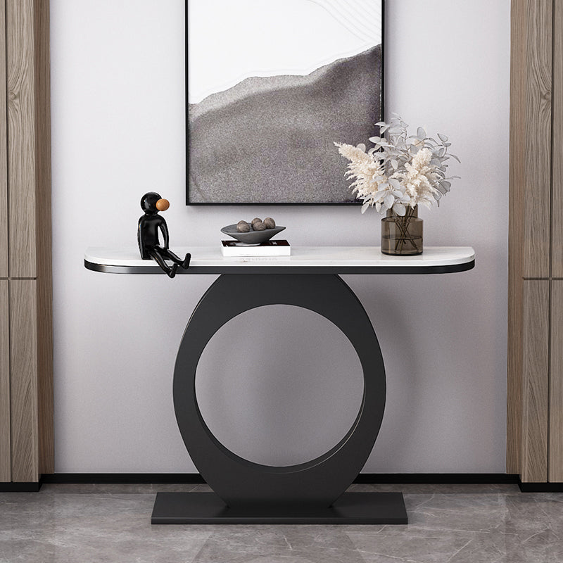 31.5" Tall Modern Console Table 1-shelf Half Moon Accent Table for Hall