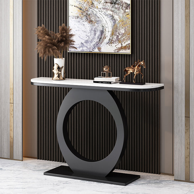 31.5" Tall Modern Console Table 1-shelf Half Moon Accent Table for Hall