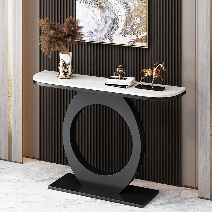 31.5" Tall Modern Console Table 1-shelf Half Moon Accent Table for Hall