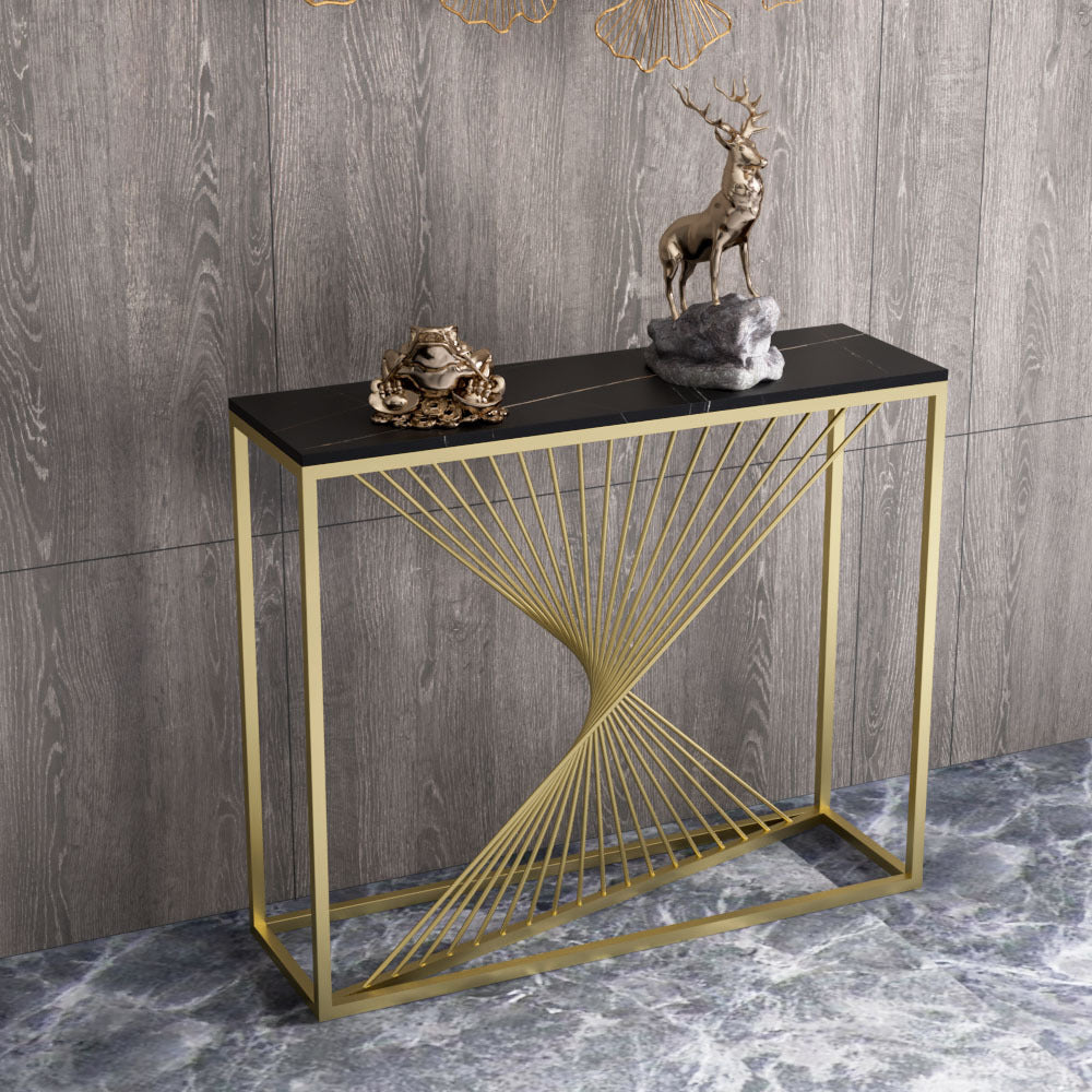 31.5-inch Tall Stone Glam Accent Table Rectangle Console Table for Hall