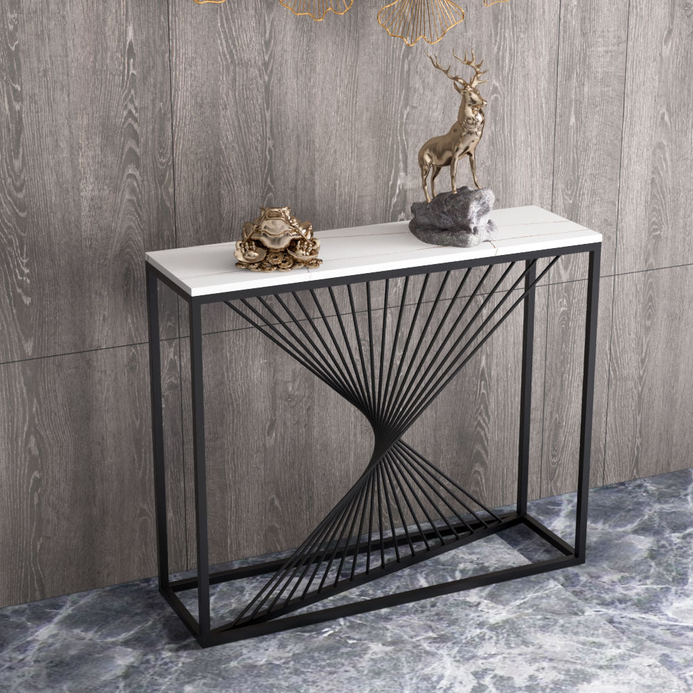 31.5-inch Tall Stone Glam Accent Table Rectangle Console Table for Hall