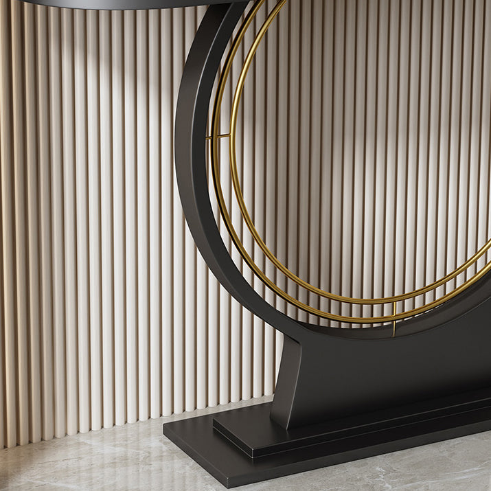 31.5" Tall Modern Console Table Stone Accent Table with Shelf