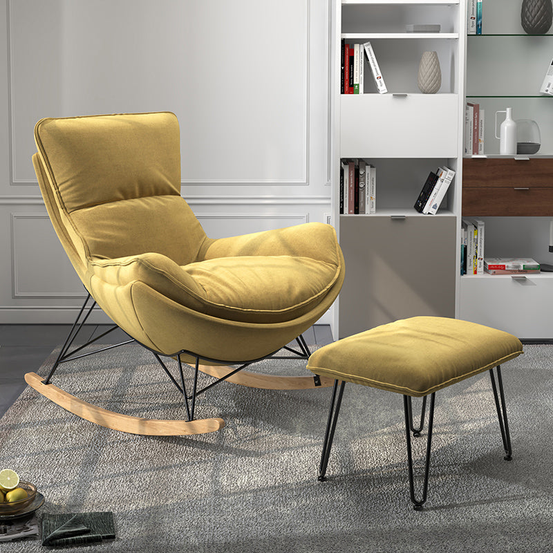 Contemporary Upholstered Rocker Chair Metal Frame Spindle Rocker Chair for Living Room