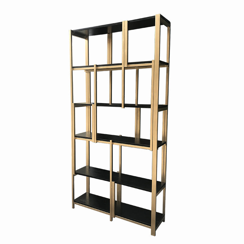 Urban Bookshelf Gold Metal Open Back Shelf Bookcase with Shelves for Living Room