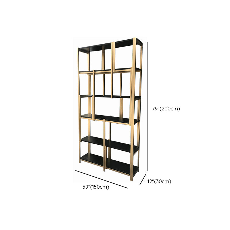 Urban Bookshelf Gold Metal Open Back Shelf Bookcase with Shelves for Living Room