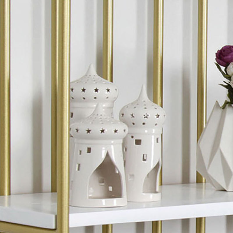 4 Shelves Standard Bookshelf Metal Modern Bookcase ,11.8" W X 70.9" H