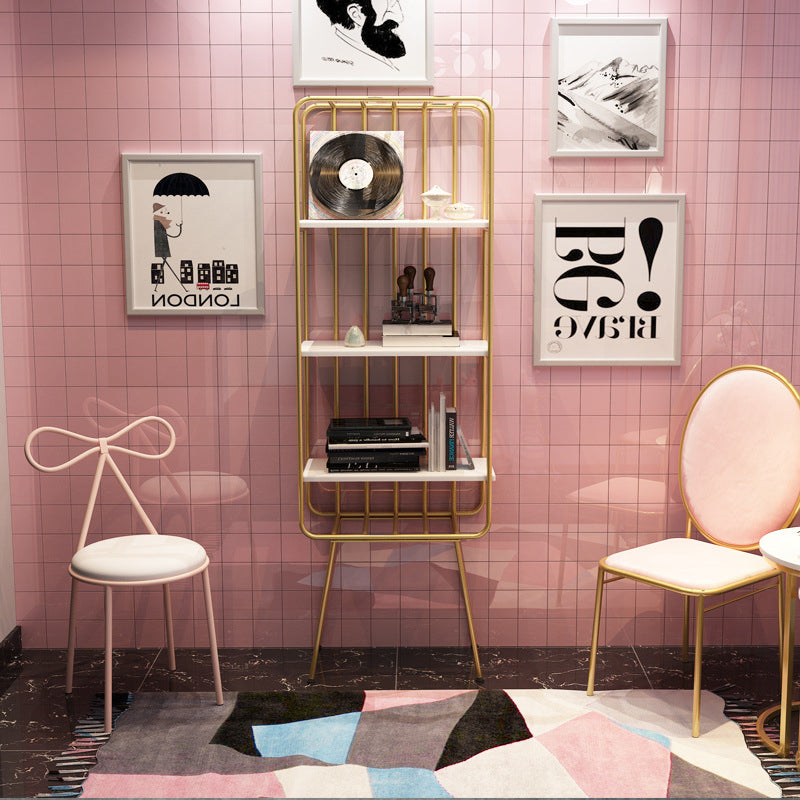 4 Shelves Standard Bookshelf Metal Modern Bookcase ,11.8" W X 70.9" H