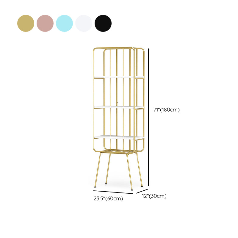 4 Shelves Standard Bookshelf Metal Modern Bookcase ,11.8" W X 70.9" H