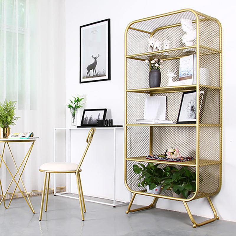 Contemporary Standard Metal Bookcase Closed Back Bookshelf with Rectangular Shelves