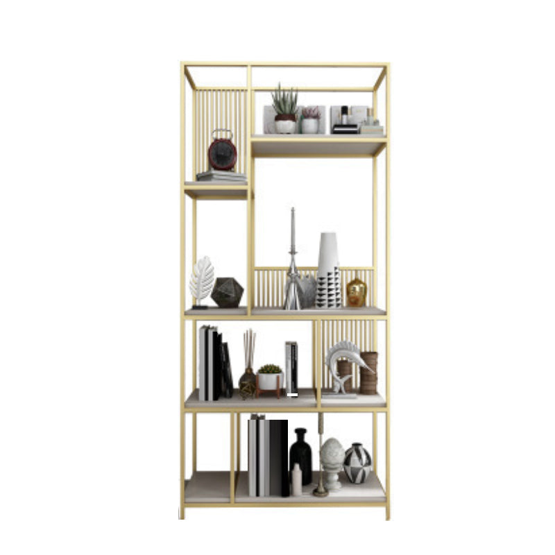 Metal and Wooden Bookshelf Vertical Open Etagere Bookcase with 5 Shelves