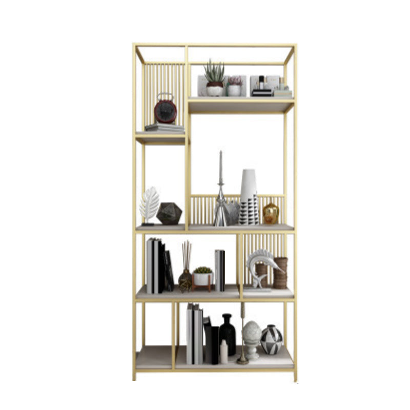 Metal and Wooden Bookshelf Vertical Open Etagere Bookcase with 5 Shelves