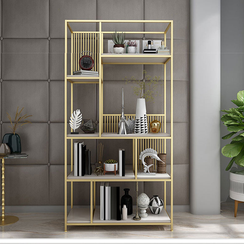 Metal and Wooden Bookshelf Vertical Open Etagere Bookcase with 5 Shelves