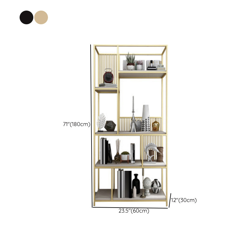 Metal and Wooden Bookshelf Vertical Open Etagere Bookcase with 5 Shelves