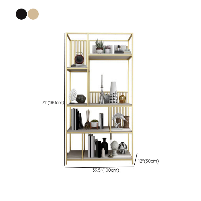 Metal and Wooden Bookshelf Vertical Open Etagere Bookcase with 5 Shelves