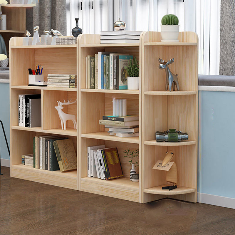 Modern Brown Shelf Bookcase Closed Back Wooden Book Shelf for Study Room