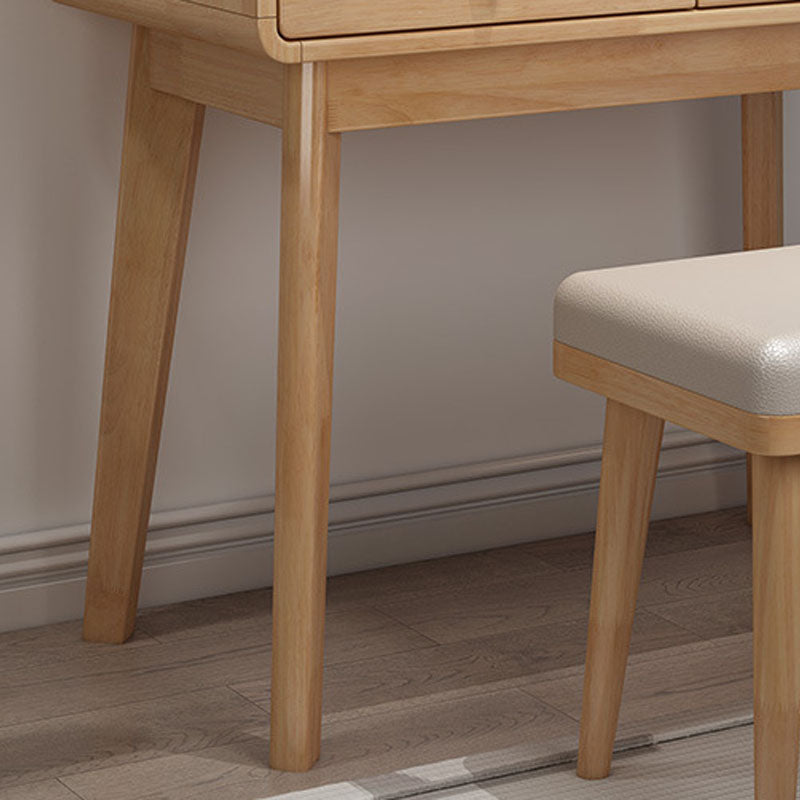 Scandinavian Wooden Vanity Desk with Drawers Makeup Dressing Table Set