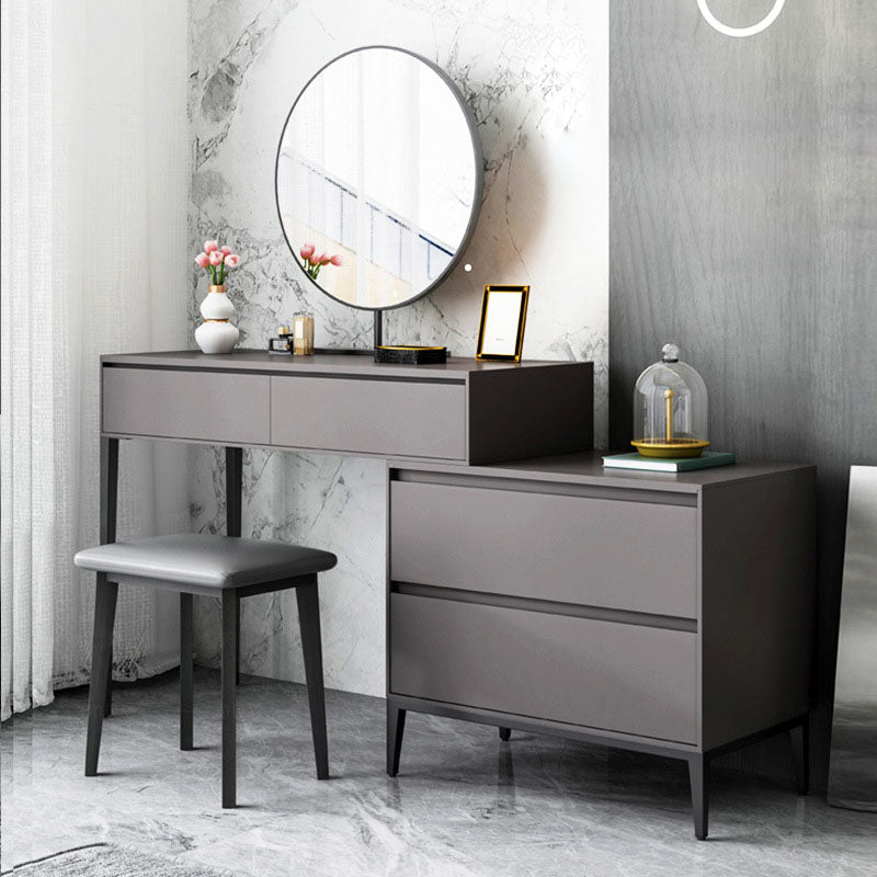 Grey Wooden Vanity Set with Mirror and Drawers Make-up Vanity