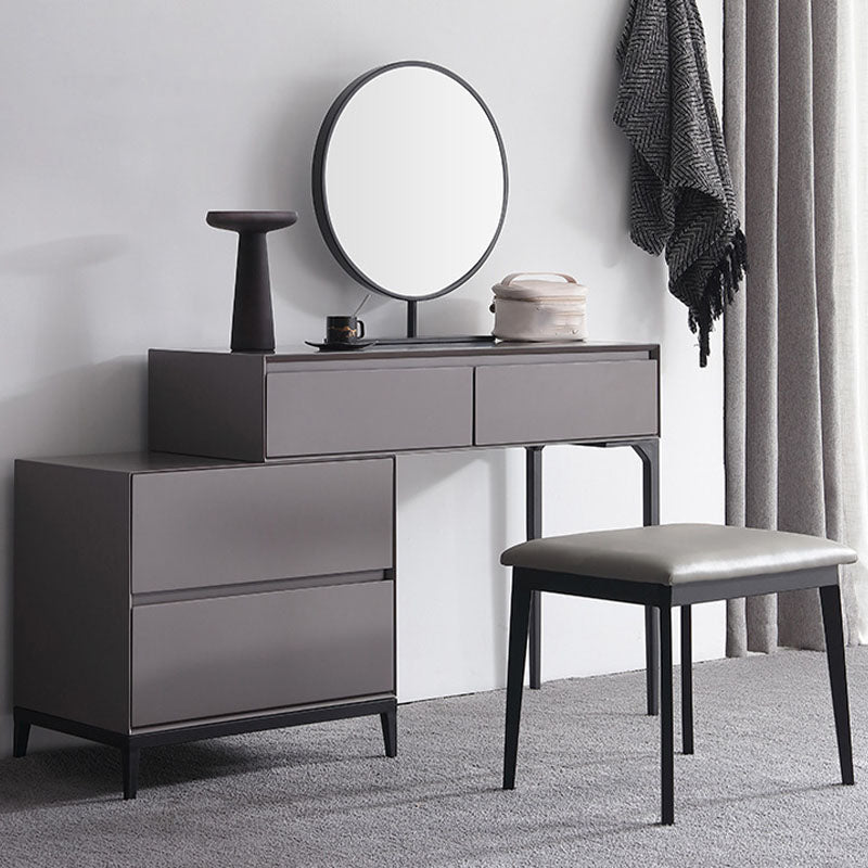 Grey Wooden Vanity Set with Mirror and Drawers Make-up Vanity