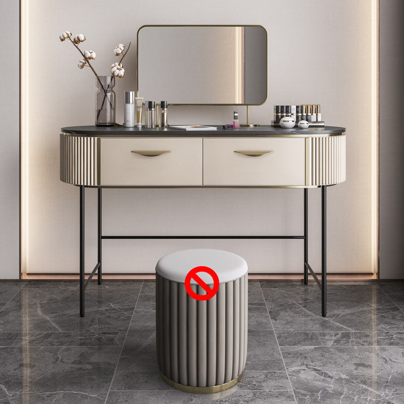 Contemporary Bedroom with Makeup Table and Stool Double Drawers Make-up Vanity