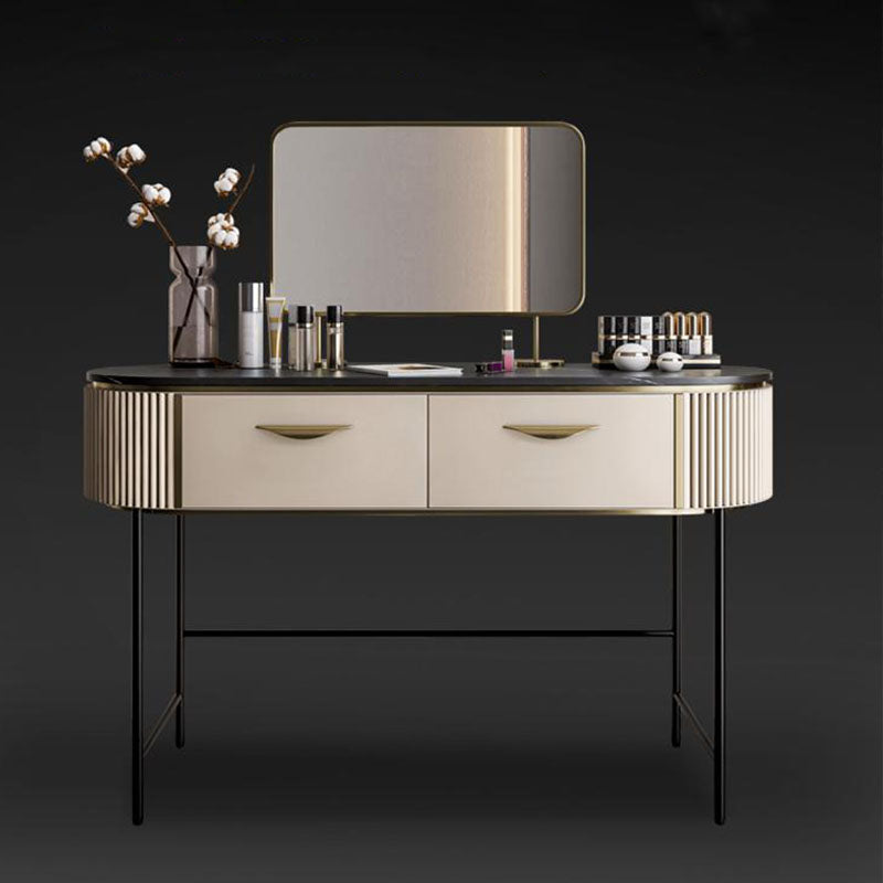 Contemporary Bedroom with Makeup Table and Stool Double Drawers Make-up Vanity