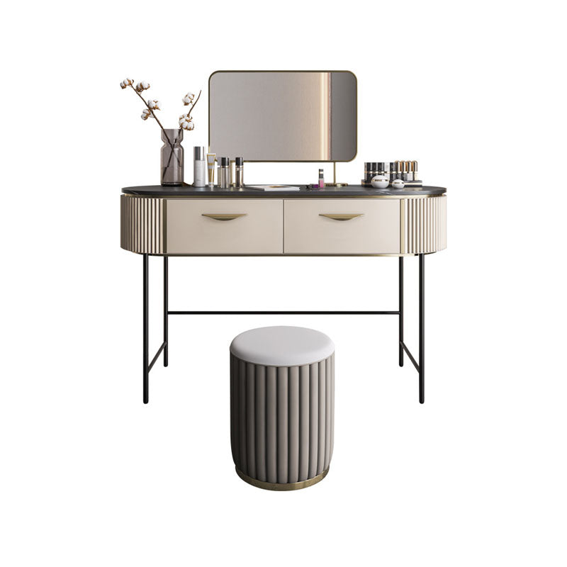 Contemporary Bedroom with Makeup Table and Stool Double Drawers Make-up Vanity