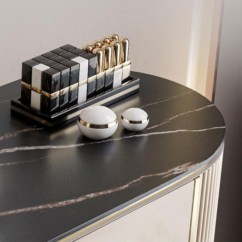 Contemporary Bedroom with Makeup Table and Stool Double Drawers Make-up Vanity