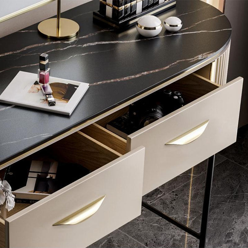 Contemporary Bedroom with Makeup Table and Stool Double Drawers Make-up Vanity