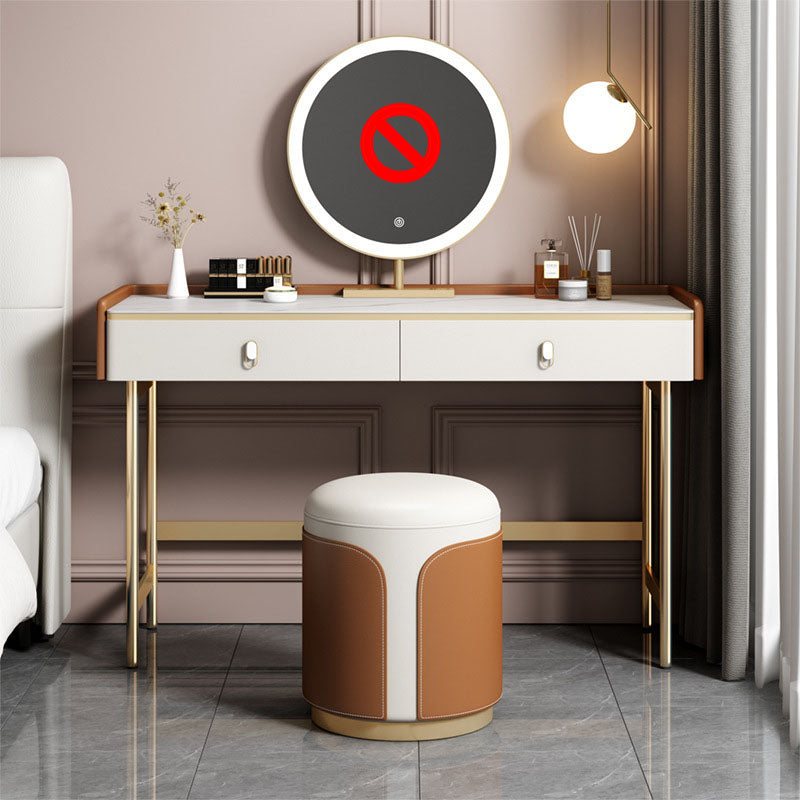 Glam Style Stone Top Dressing Table for Bedroom Orange Vanity Set