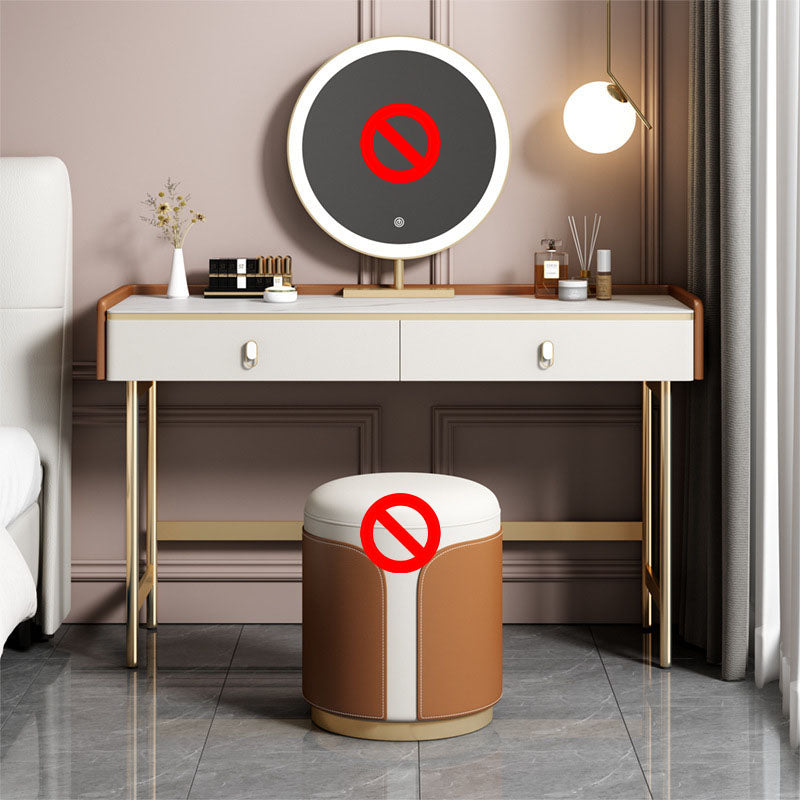 Glam Style Stone Top Dressing Table for Bedroom Orange Vanity Set